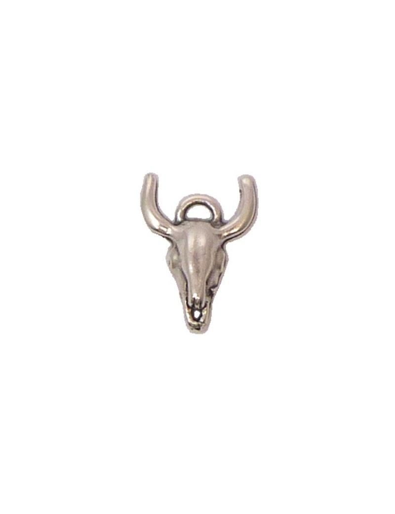 Tête de buffle argent vieilli 15x20 mm