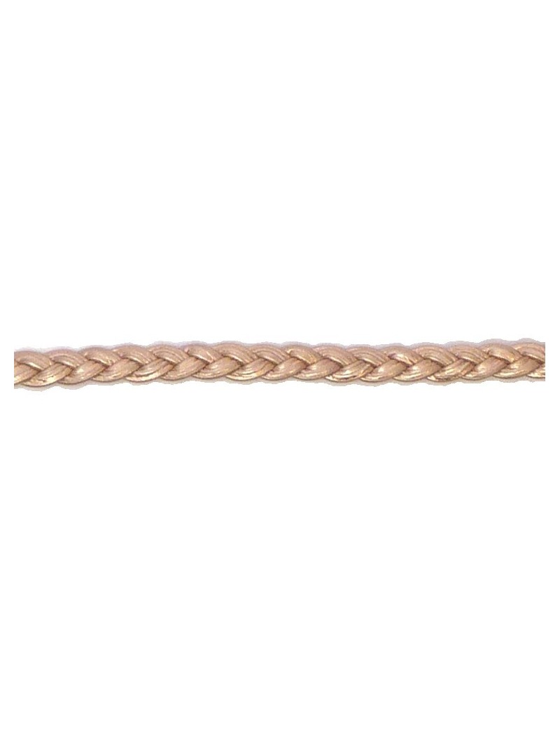 Cuir plat naturel tressé 5 mm rose doré