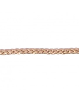 Cuir plat naturel tressé 5 mm rose doré