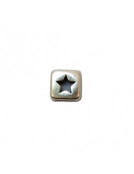 Passant carré étoile argent vieilli 5 mm