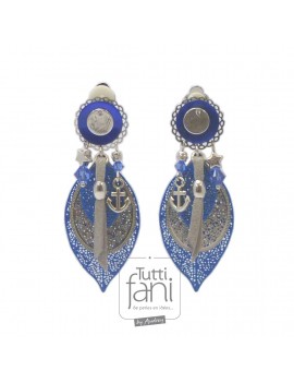 Boucles d'oreilles clips estampes bleu électrique