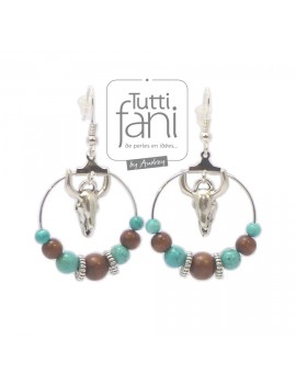 Boucles d'oreilles créoles perles et têtes de buffles