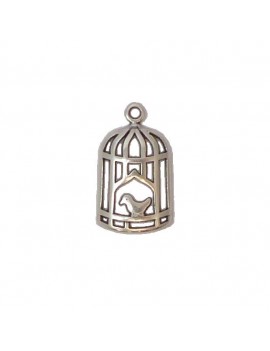 Cage à oiseaux argent vieilli 14x25 mm