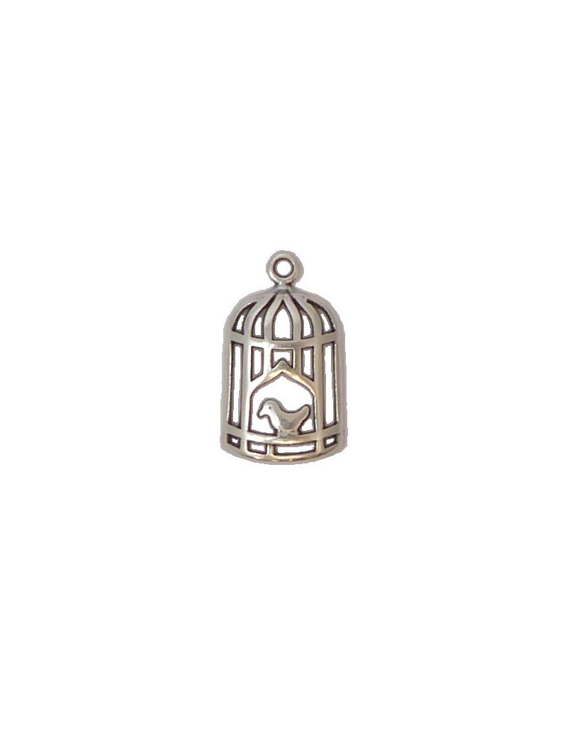 Cage à oiseaux argent vieilli 14x25 mm