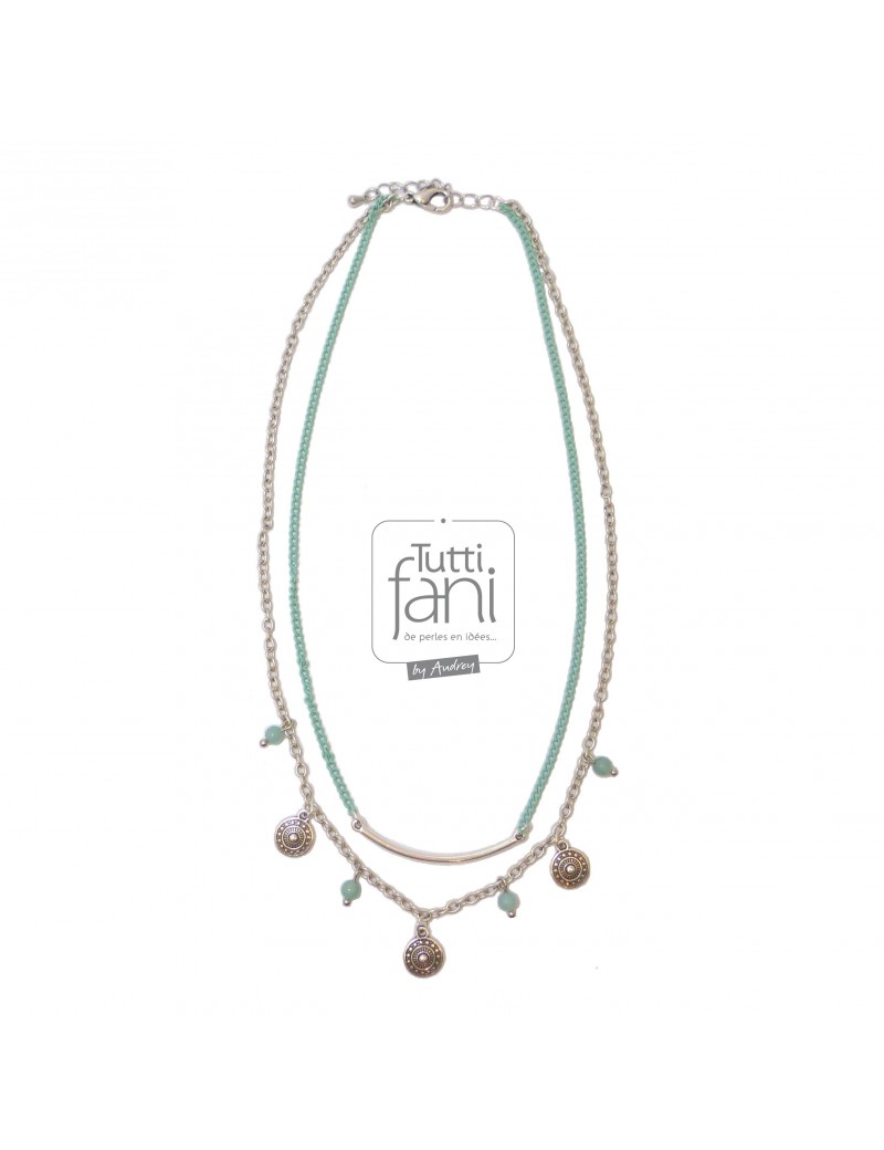 Collier double rang vert d'eau