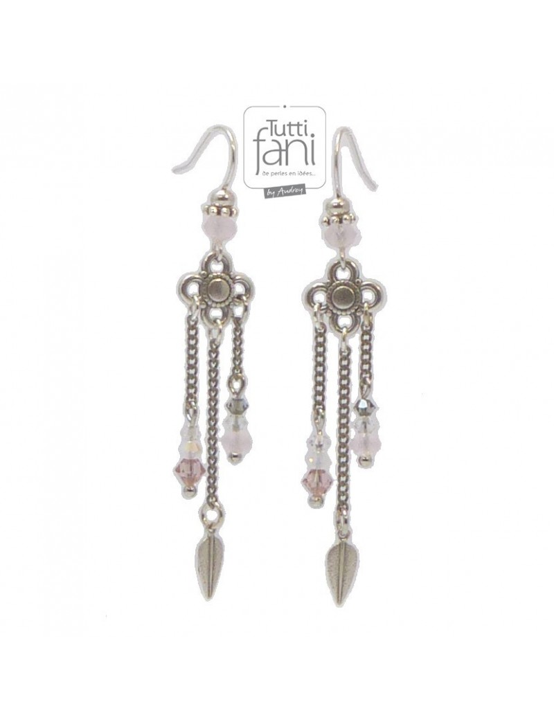 Boucles d'oreilles fleurs et chaines