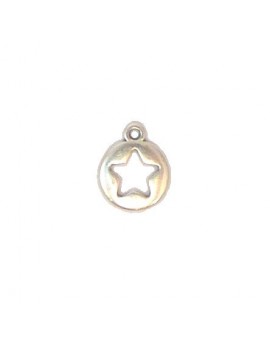 Petite médaille étoile argent vieilli 10x12 mm