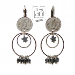 Boucles d'oreilles anneaux et perles grises