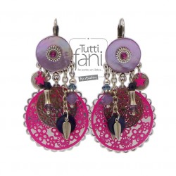 Boucles d'oreilles colorées rose et violet