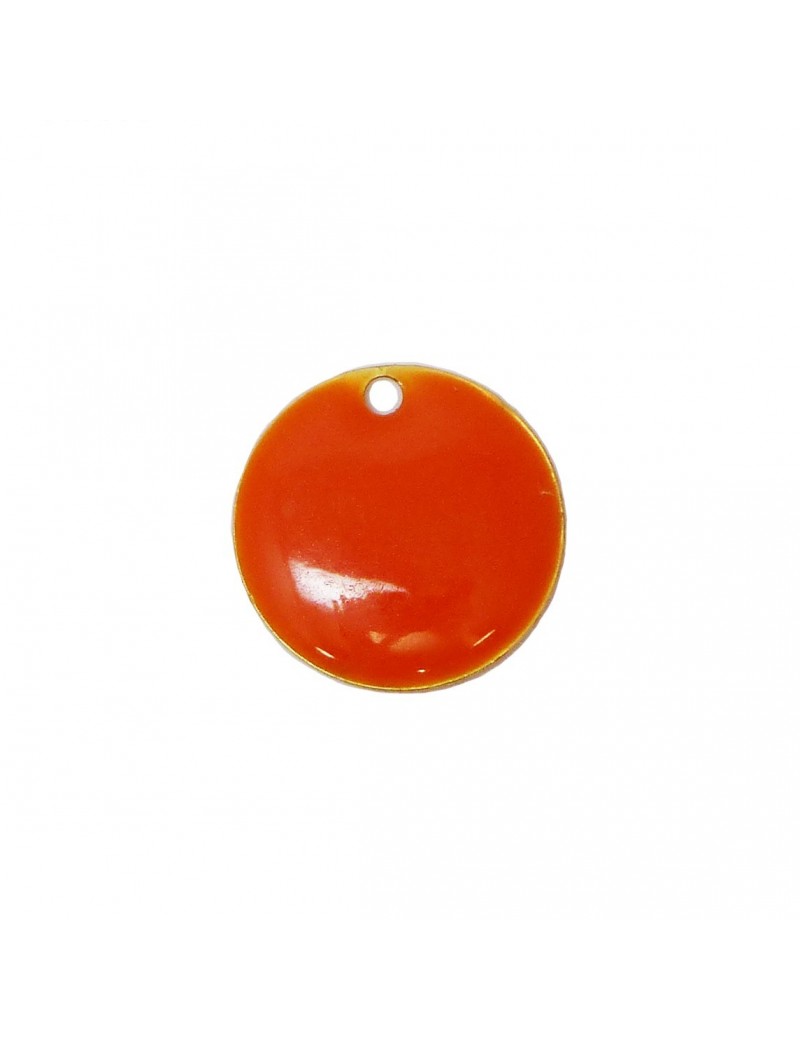 Sequin émaillé orange 15 mm