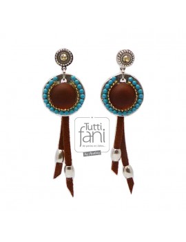 Boucles d'oreilles daim et pendentif marron