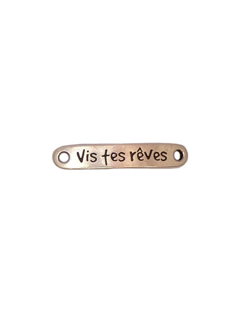 Intercalaire -Vis tes rêves- argent vieilli 7x38 mm