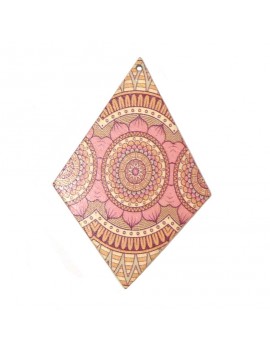 Pendentif losange en bois rose 50x75 mm