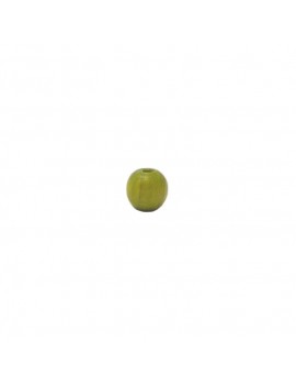 Perle en bois teinté et vernis vert 6 mm