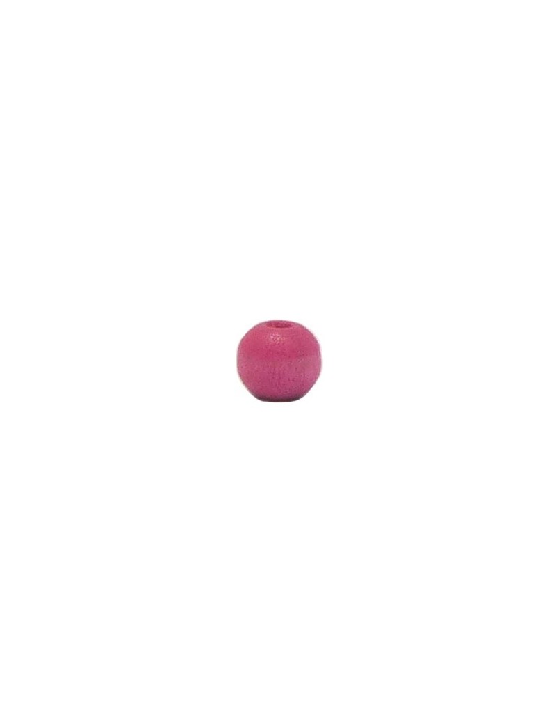 Perle en bois teinté et vernis fuchsia 6 mm