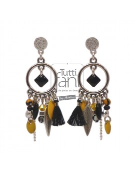 Boucles d'oreilles à breloques jaune et noir