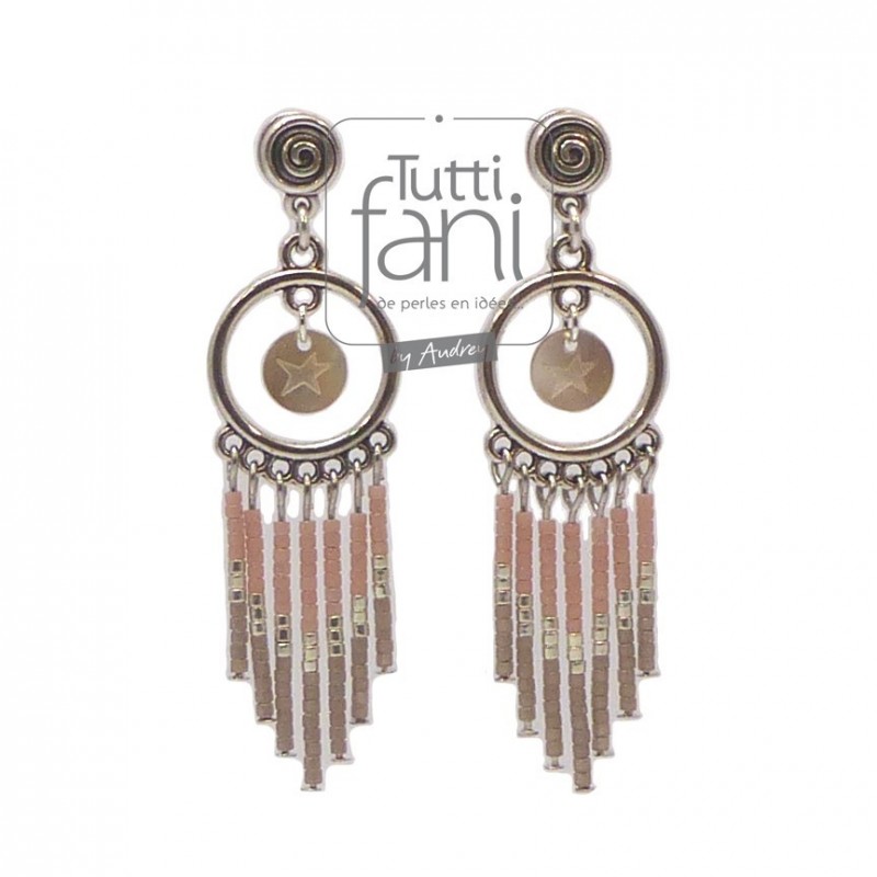 Boucles d'oreilles tiges délicas rose-taupe