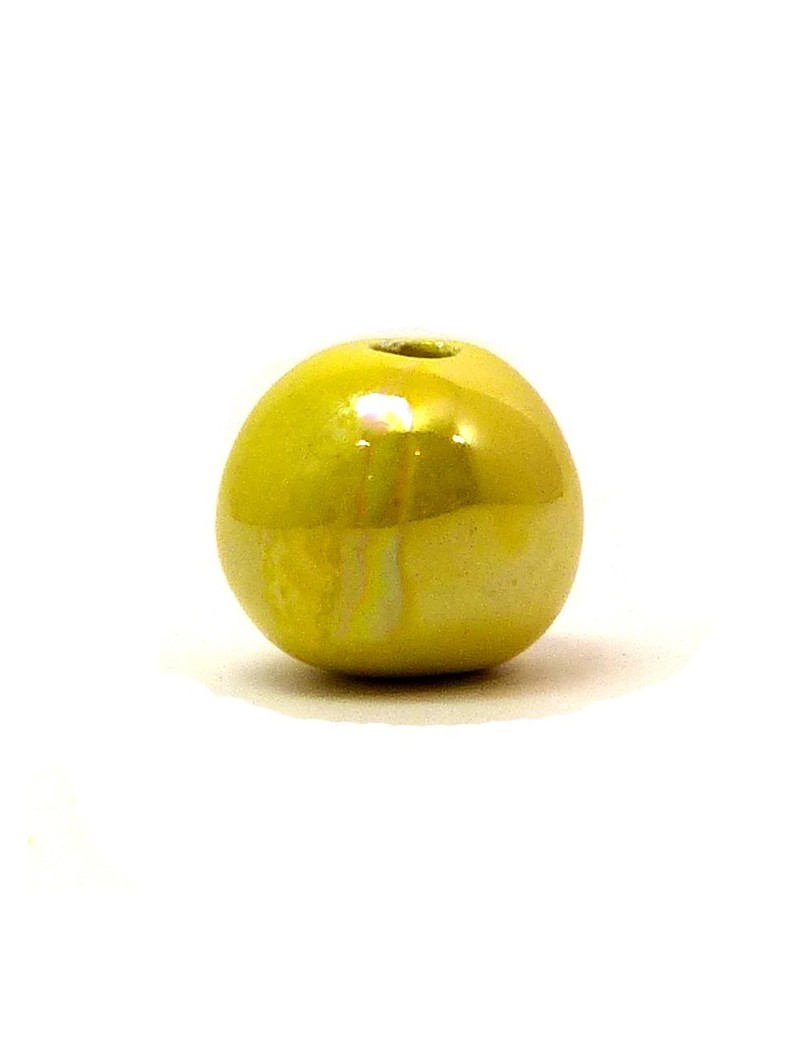 Perle céramique émaillée 22 mm jaune