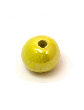 Perle céramique émaillée 22 mm jaune