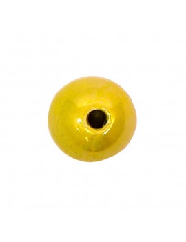 Céramique émaillée 22 mm perles-grand fait à la main jaune brun ocre Speckle Bijoux 