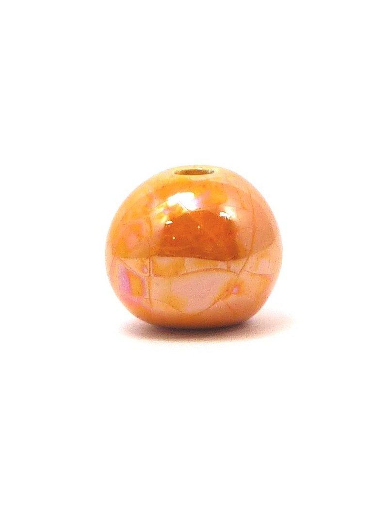 Perle céramique émaillée 22 mm orange