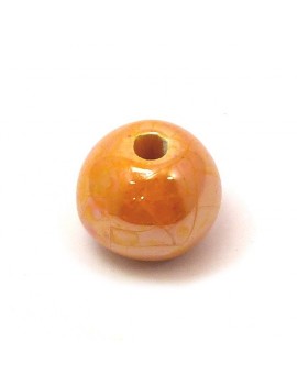 Perle céramique émaillée 22 mm orange
