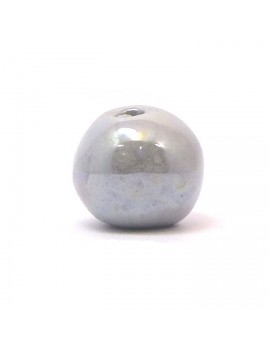 Perle céramique émaillée 22 mm gris clair