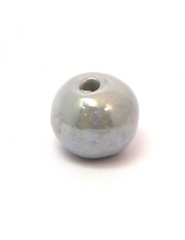 Perle céramique émaillée 22 mm gris clair