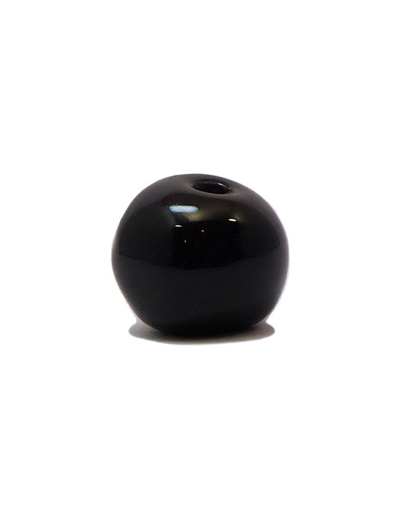 Perle céramique émaillée 22 mm noir