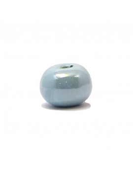 Perle céramique émaillée 16 mm bleu glacier