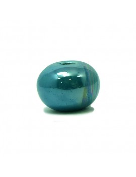 Perle céramique émaillée 16 mm bleu turquoise