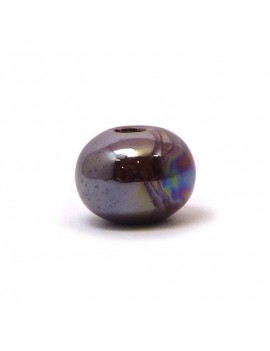 Perle céramique émaillée 16 mm marron glacé