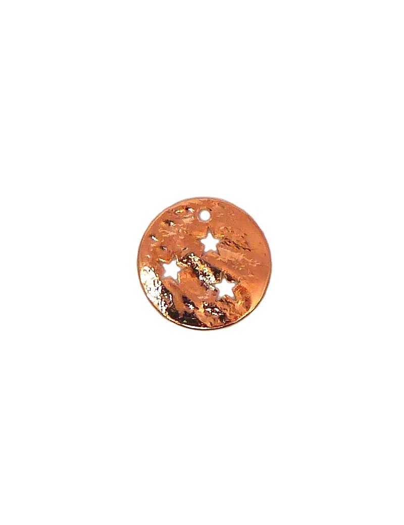 Sequin martelé ajouré étoiles rose doré 15 mm